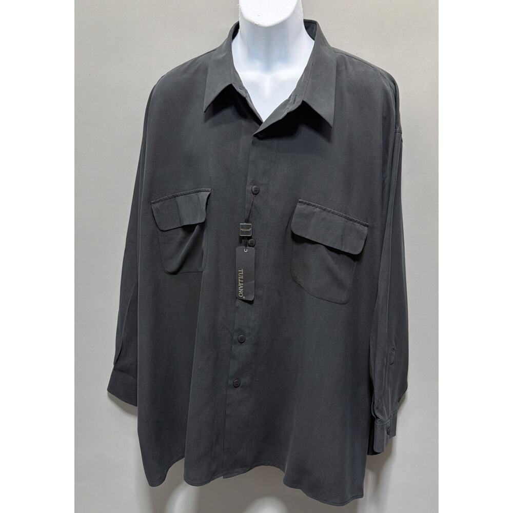NWT Tulliano Mens XXXL 100% Silk Back Button Up Shirt Long Sleeve Luxury